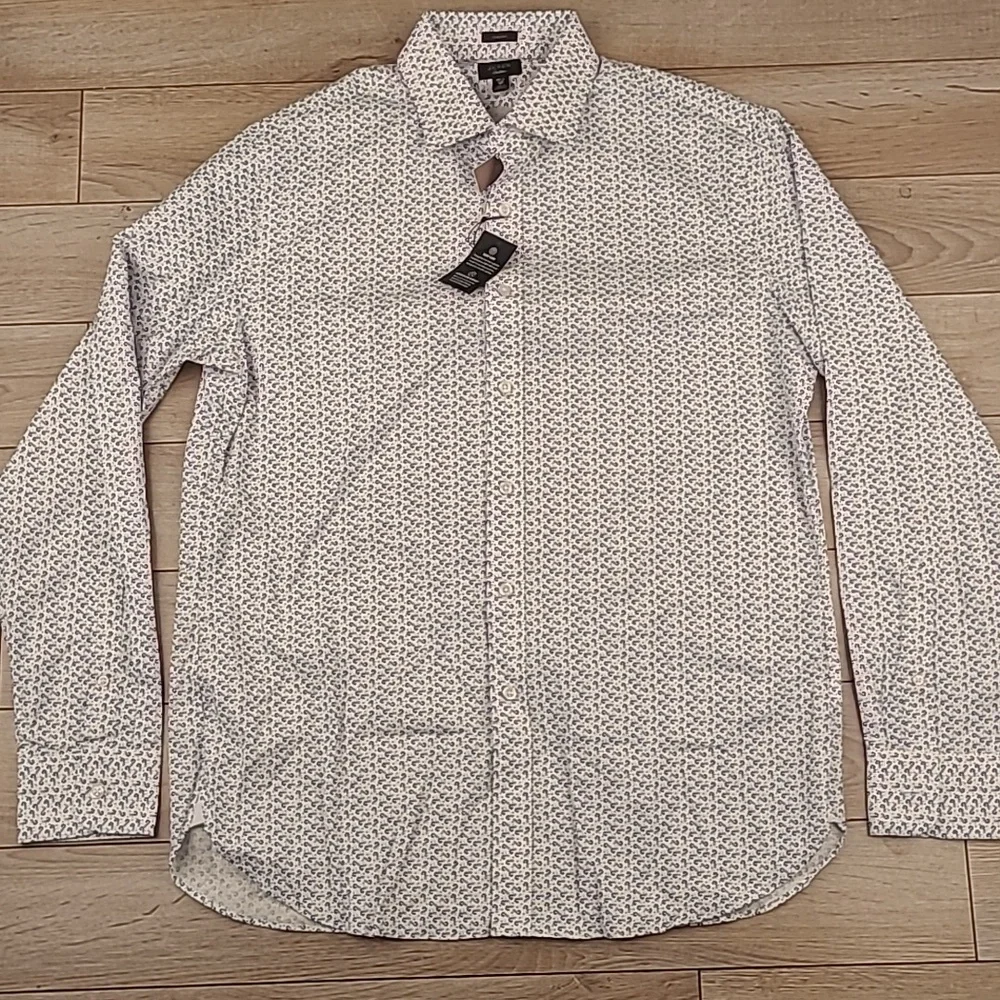 J CREW Ludlow White Floral Classic Sz 16.5 - 36 Mens Long Sleeve Dress Shirt NEW
